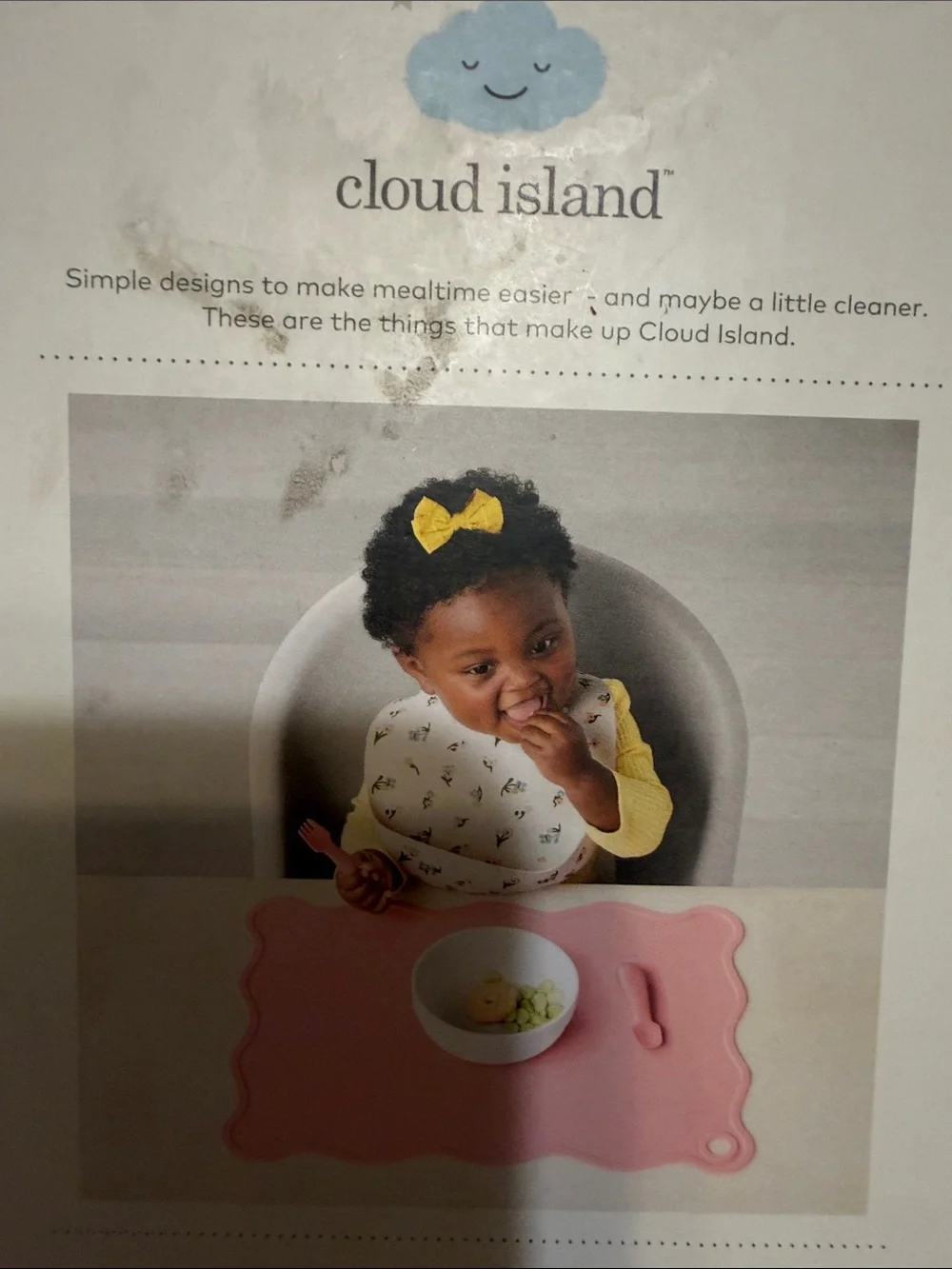 cloud island pink silicone bib and utensils set with floral accents